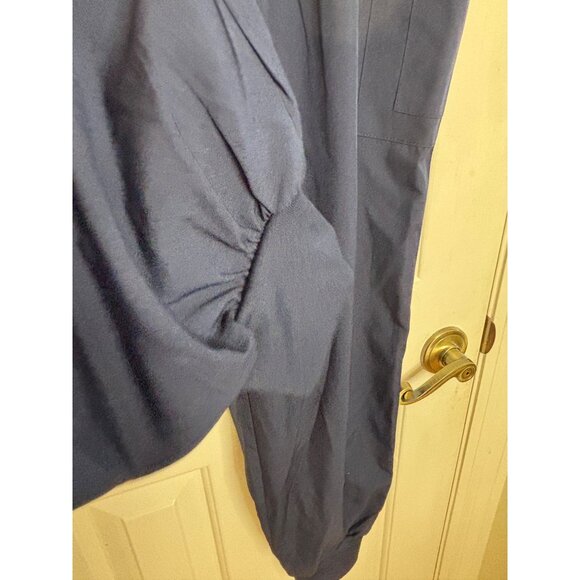 Navy Blue Elastic Waist Jogger Pants With Pockets Relaxed Fit Lightweight Fabric - Picture 6 of 7